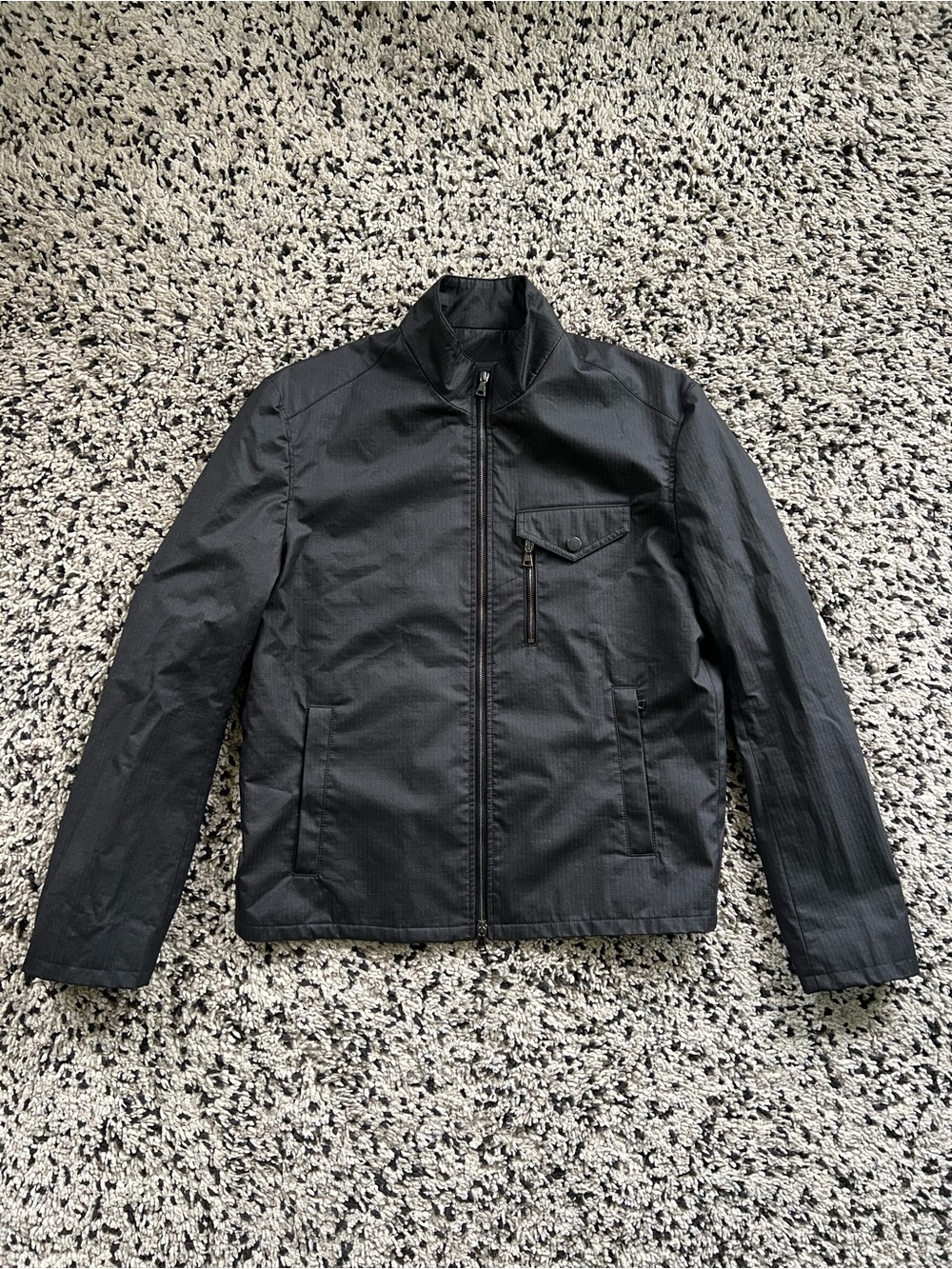 John Varvatos Knox Racer Jacket Dark Grey Ripstop Coated Cotton Men’s 52 M / L